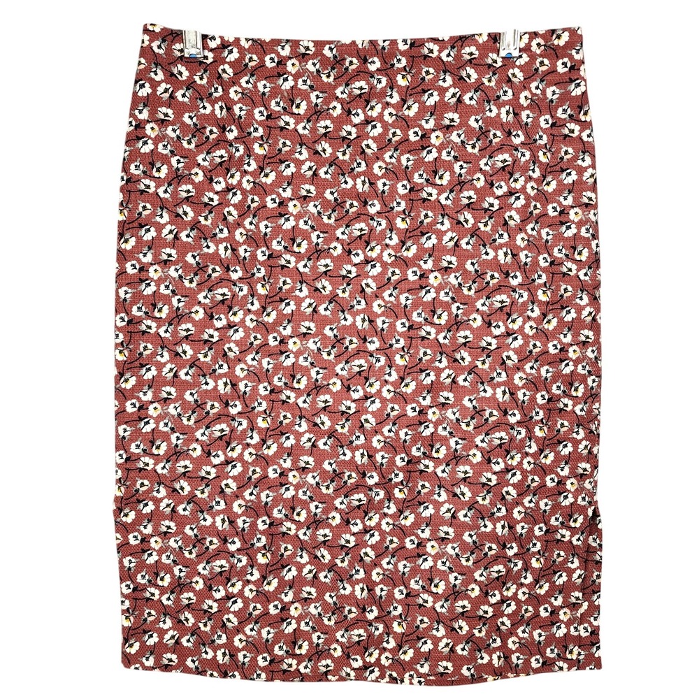 LOFT OUTLET Size 4 Dusty Rose Ditsy Floral At Knee Cotton Canvas Pencil Skirt